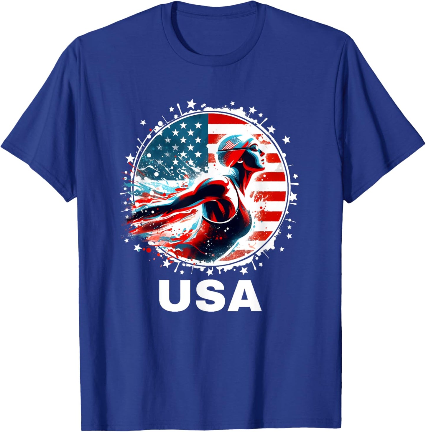 Swimming United States Team Apparel American Flag Swimming Kids Men T-Shirt - T-Shirt | Royal