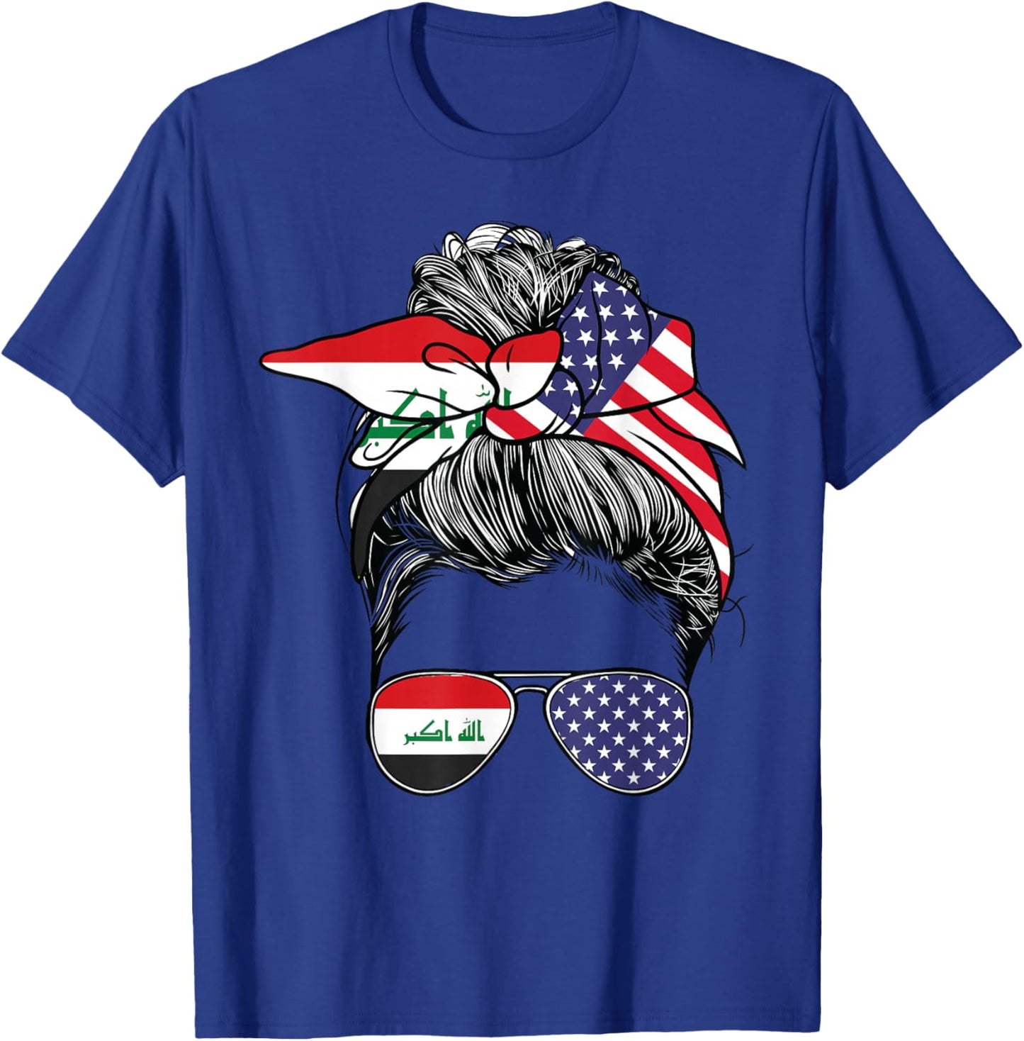 Iraqi Flag Iraq Women American USA Heritage Iraq T-Shirt - T-Shirt | Royal