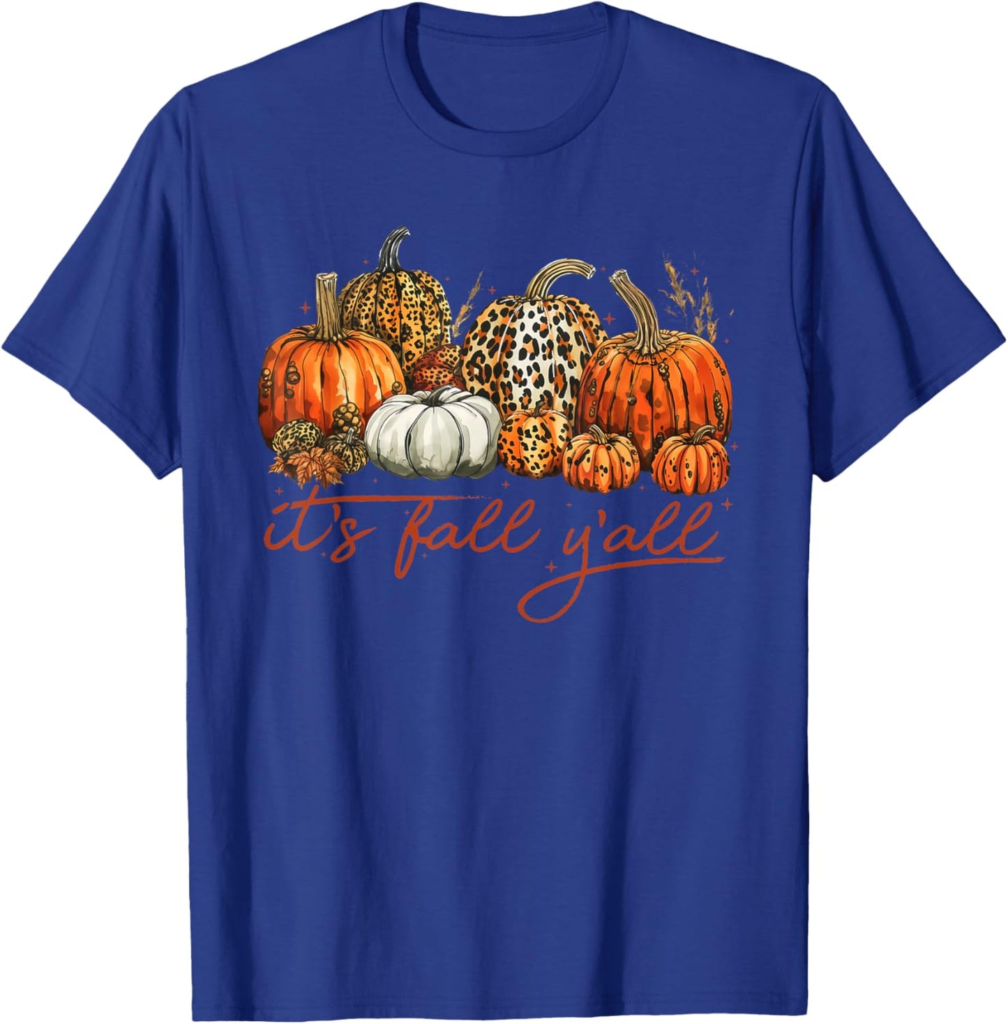 It's Fall Y'all Leopard Pumpkin Fall Shirt T-Shirt - T-Shirt | Royal
