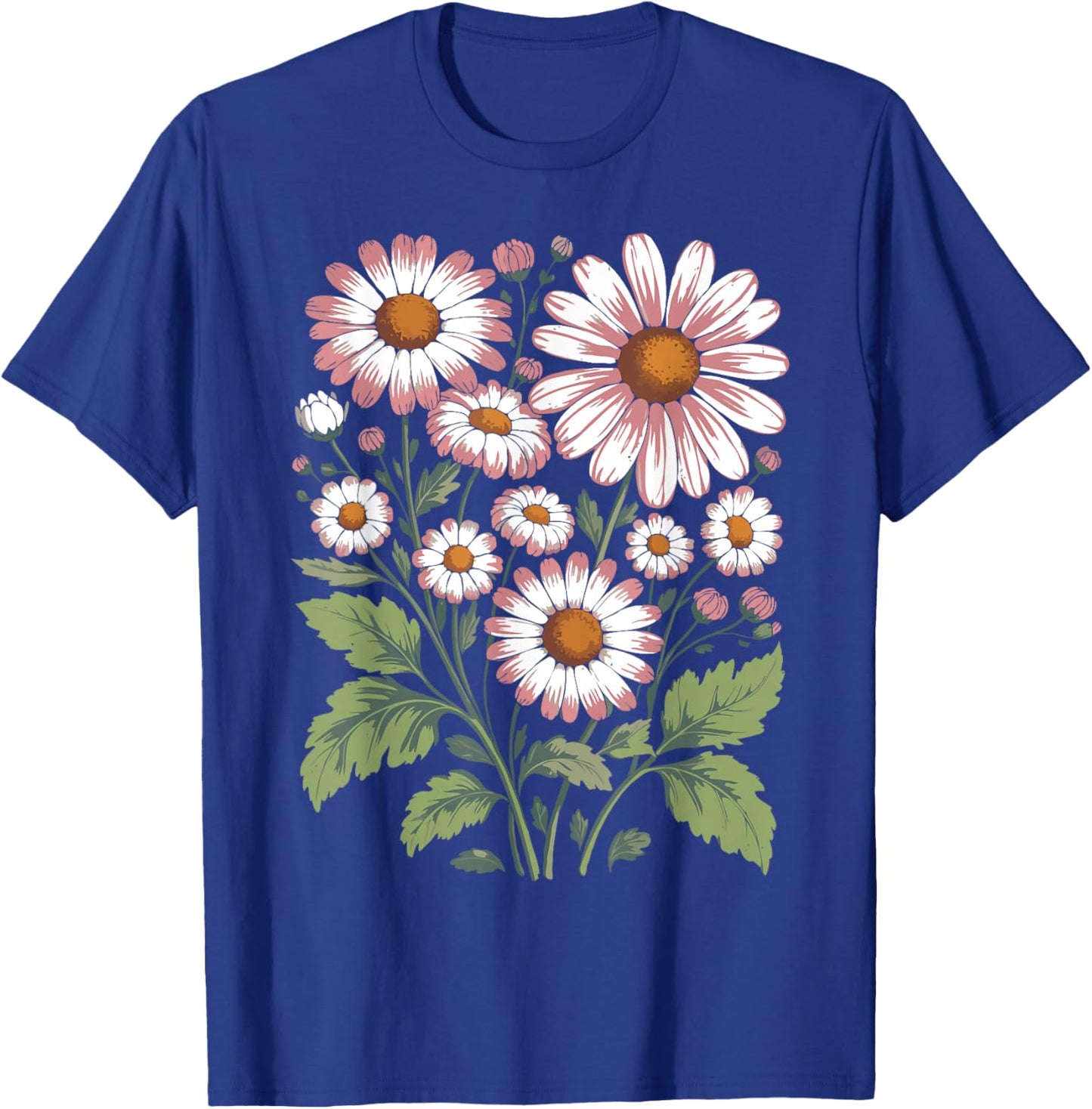 Retro Wildflowers Flowers Pattern Summer Spring Boho Vintage T-Shirt - T-Shirt | Royal