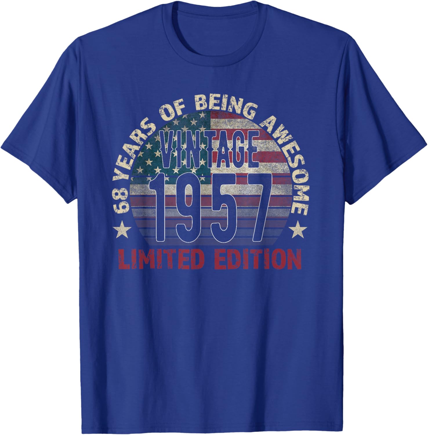 68th Birthday Gift men Vintage born 1957 turning 68 Year Old T-Shirt - T-Shirt | Royal