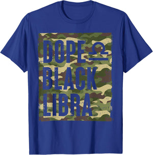 Dope Black Libra African American Women Camo Zodiac T-Shirt - T-Shirt | Royal