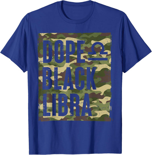 Dope Black Libra African American Women Camo Zodiac T-Shirt - T-Shirt | Royal