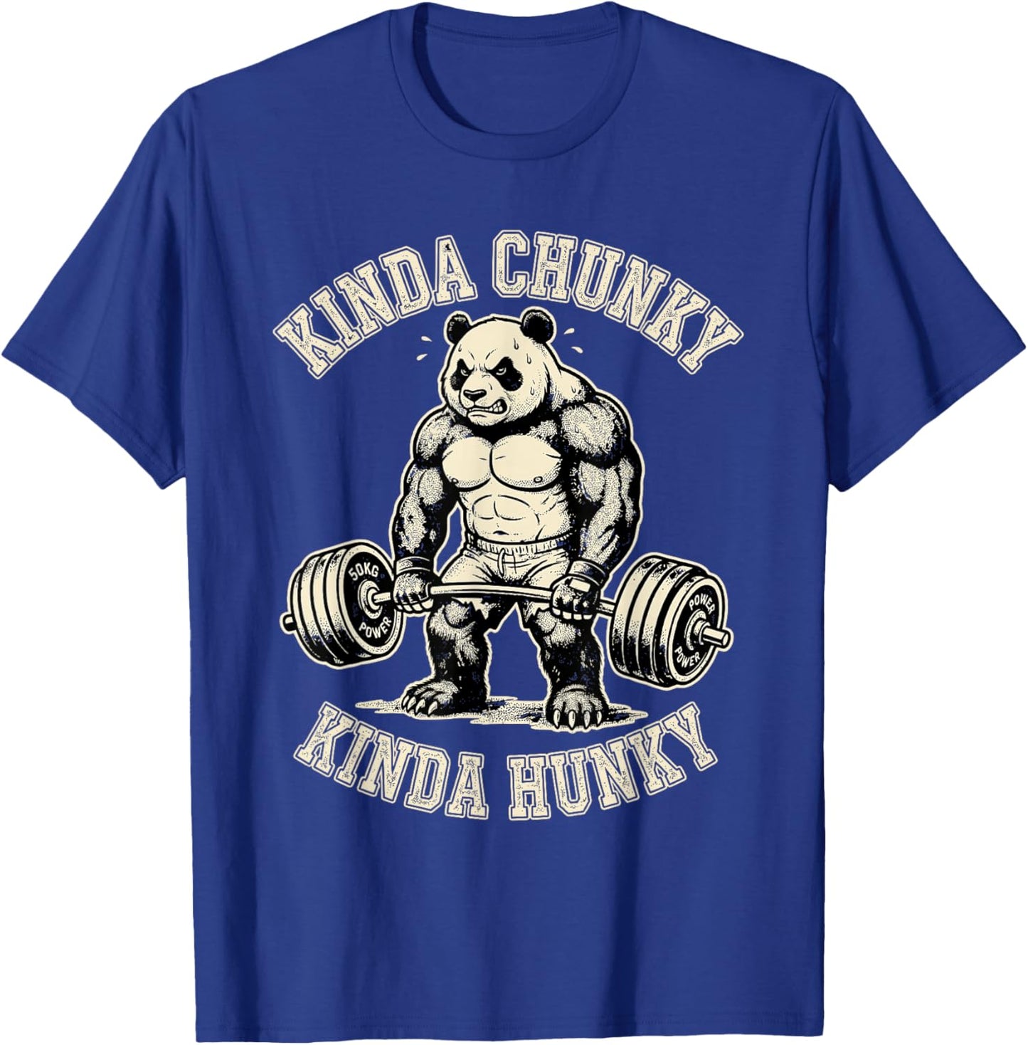 Kinda Hunky Kinda Chunky Funny Powerlifting Panda T-Shirt - T-Shirt | Royal