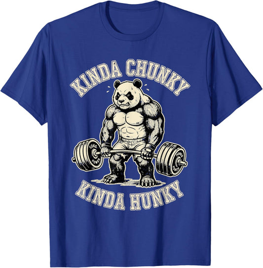 Kinda Hunky Kinda Chunky Funny Powerlifting Panda T-Shirt - T-Shirt | Royal