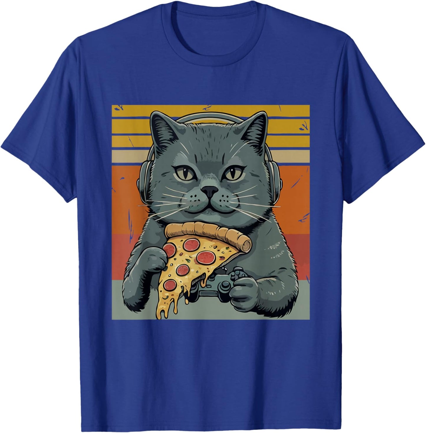 Cats Video Gaming Pizza All Need Cat Lover Gamer T-Shirt - T-Shirt | Royal