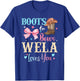 Boots or Bows Wela Loves You Gender Reveal Family T-Shirt - T-Shirt | Royal