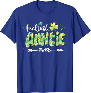 Luckiest Auntie Ever St Patricks Day T-Shirt - T-Shirt | Royal