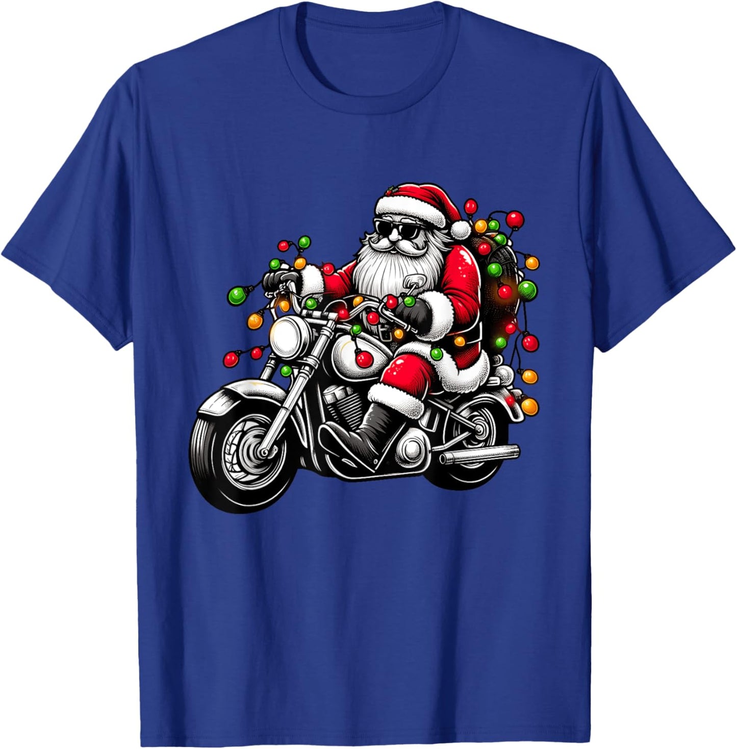 Santa Riding Motorcycle Funny Christmas Biker Toddler Kids T-Shirt - T-Shirt | Royal