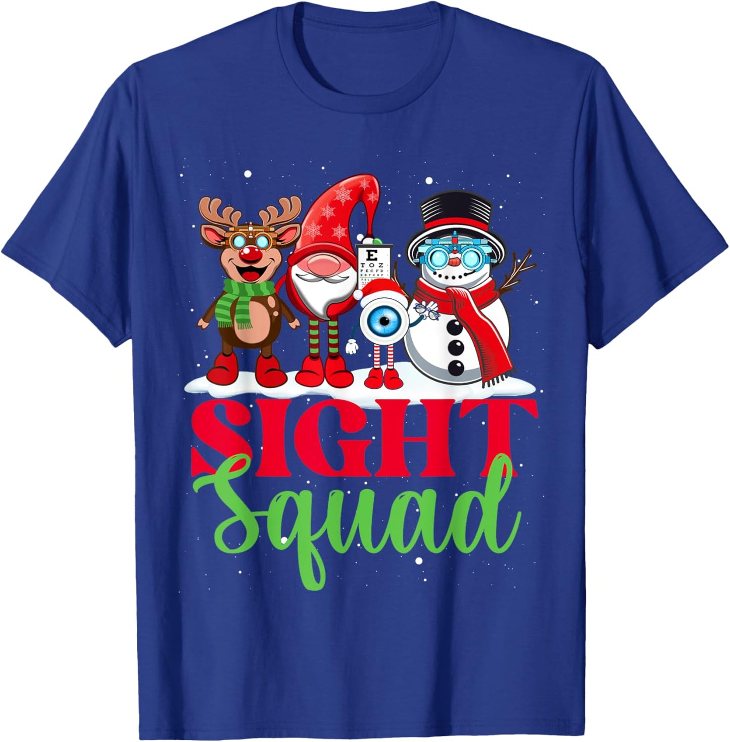 Sight Squad Reindeer Gnome Santa Funny Christmas Optometrist T-Shirt - T-Shirt | Royal