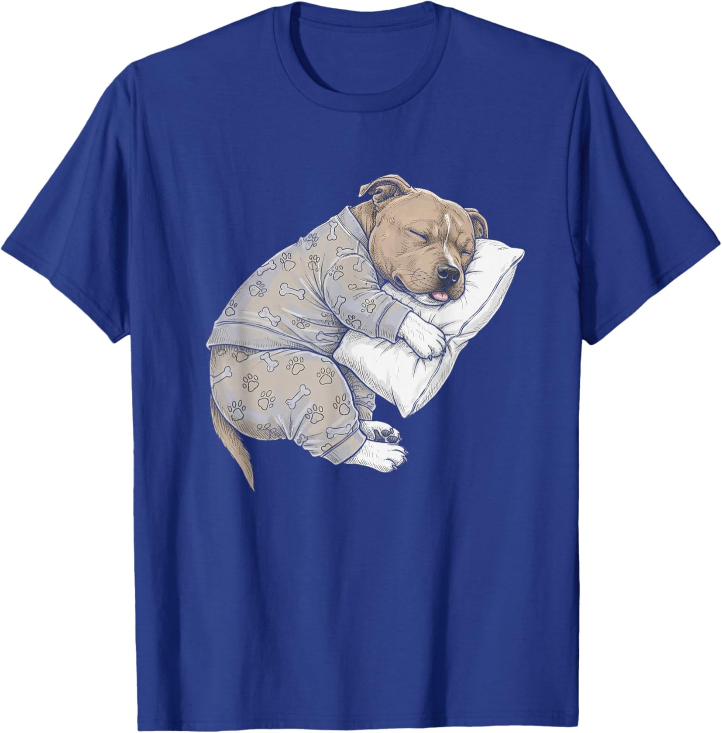 Funny Sleepy Staffordshire Bull Terrier Pajama Adults Kids T-Shirt - T-Shirt | Royal