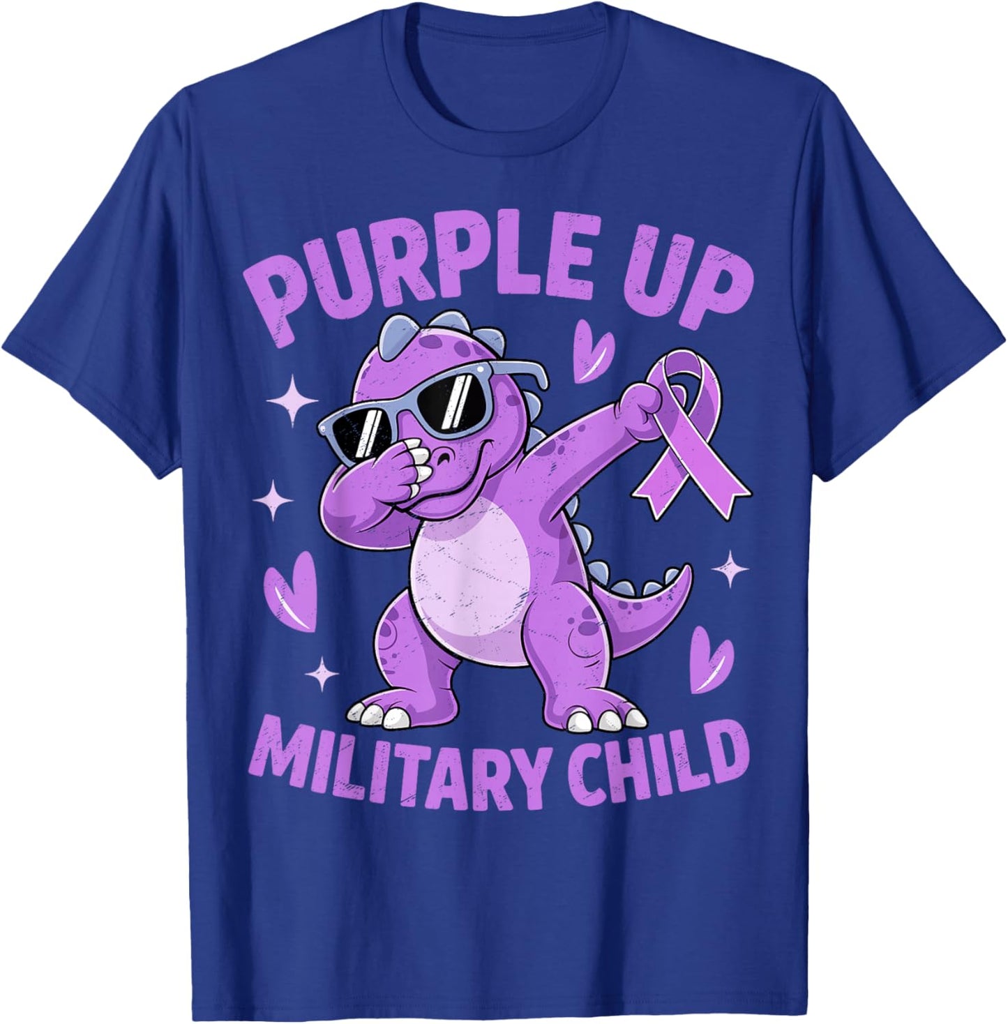 Purple Up for Military Kids Military Child Month Dinosaur T-Shirt - T-Shirt | Royal