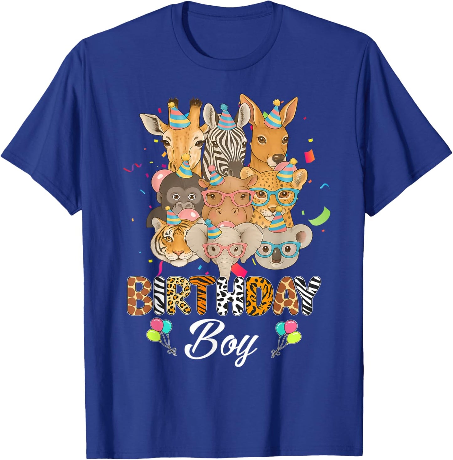 Zoo Animals Wildlife Safari Jungle Birthday Boys Kids Cute T-Shirt - T-Shirt | Royal