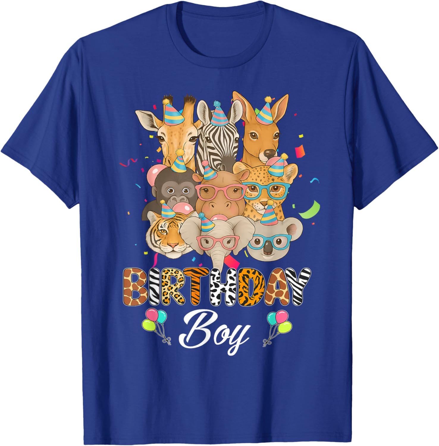 Zoo Animals Wildlife Safari Jungle Birthday Boys Kids Cute T-Shirt - T-Shirt | Royal