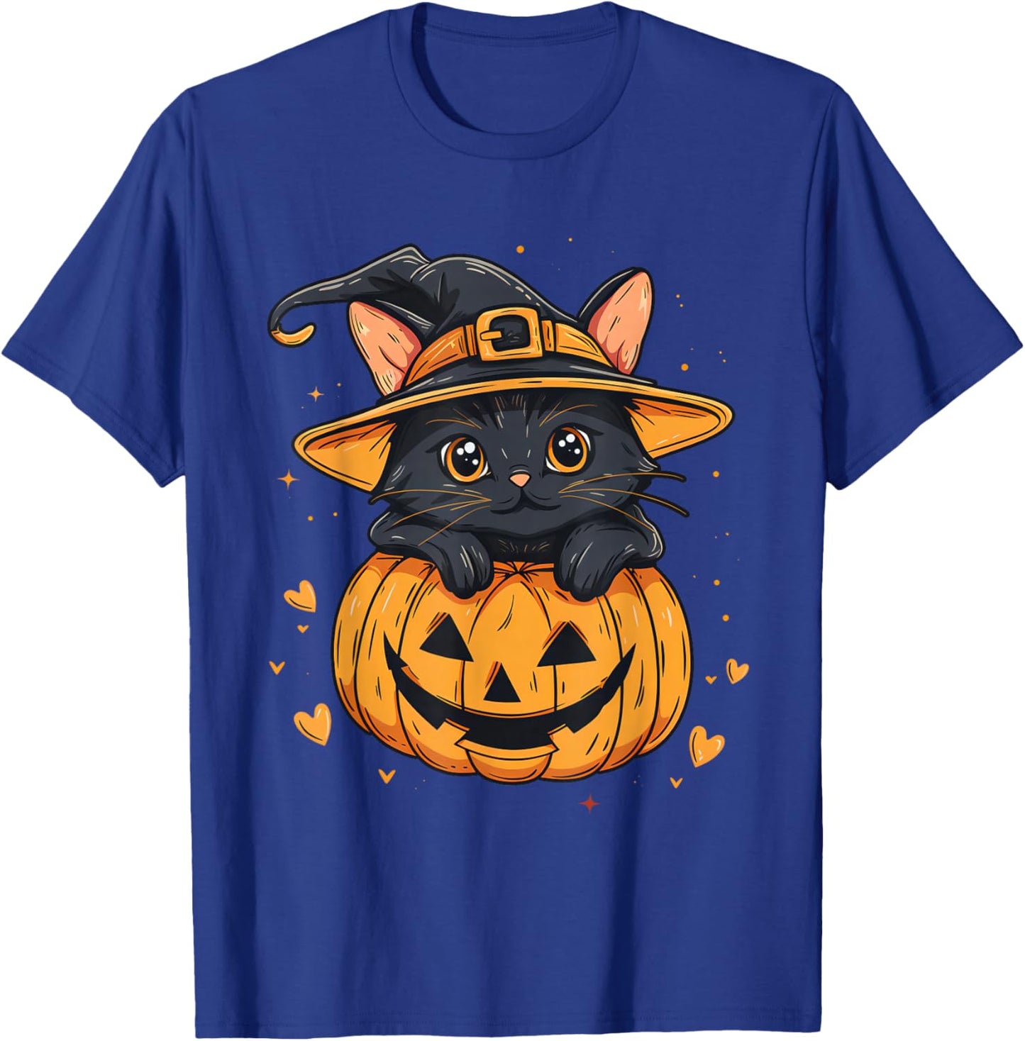 Halloween Black Cat Jack O’ Lanterns Pumpkin Cat Lover T-Shirt - T-Shirt | Royal