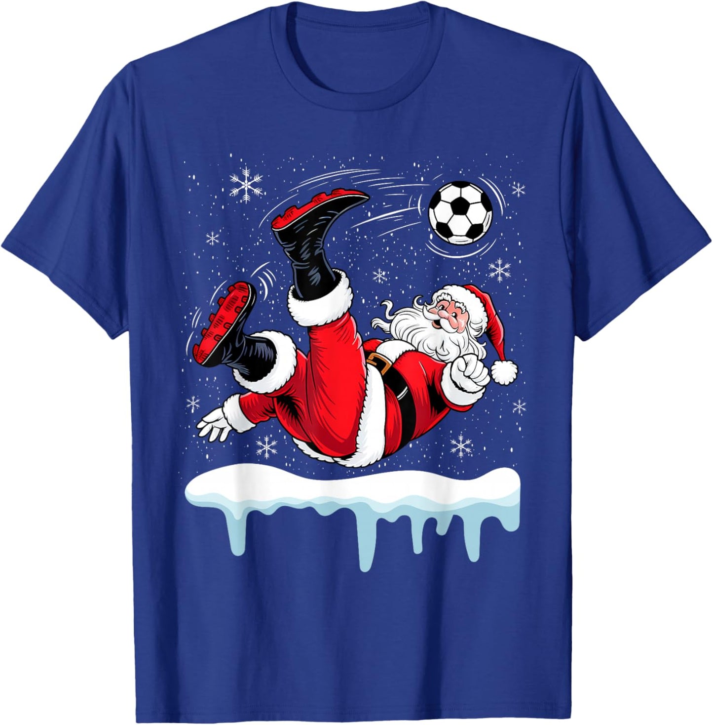 Christmas Santa Soccer Bicycle Kick Xmas Boys Men Ball Sport T-Shirt - T-Shirt | Royal