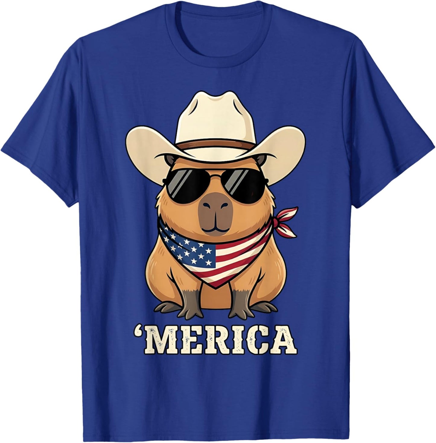 Capybara USA 'Merica 4th of July Men Kids Funny Patriotic T-Shirt - T-Shirt | Royal
