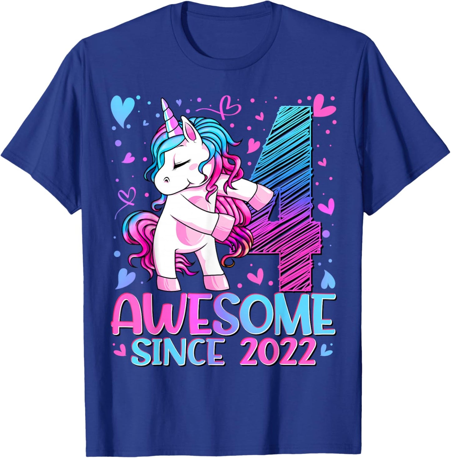 4th Birthday Shirt Girl 4 Year Old Gifts 4 Birthday Girl T-Shirt - T-Shirt | Royal
