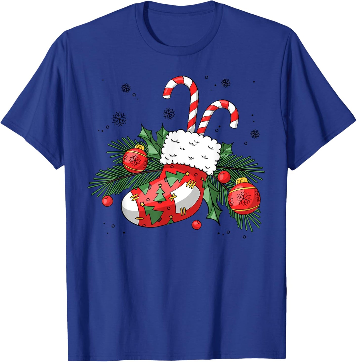 Funny Retro Merry Christmas Stocking Candy Cane Xmas Holiday T-Shirt - T-Shirt | Royal