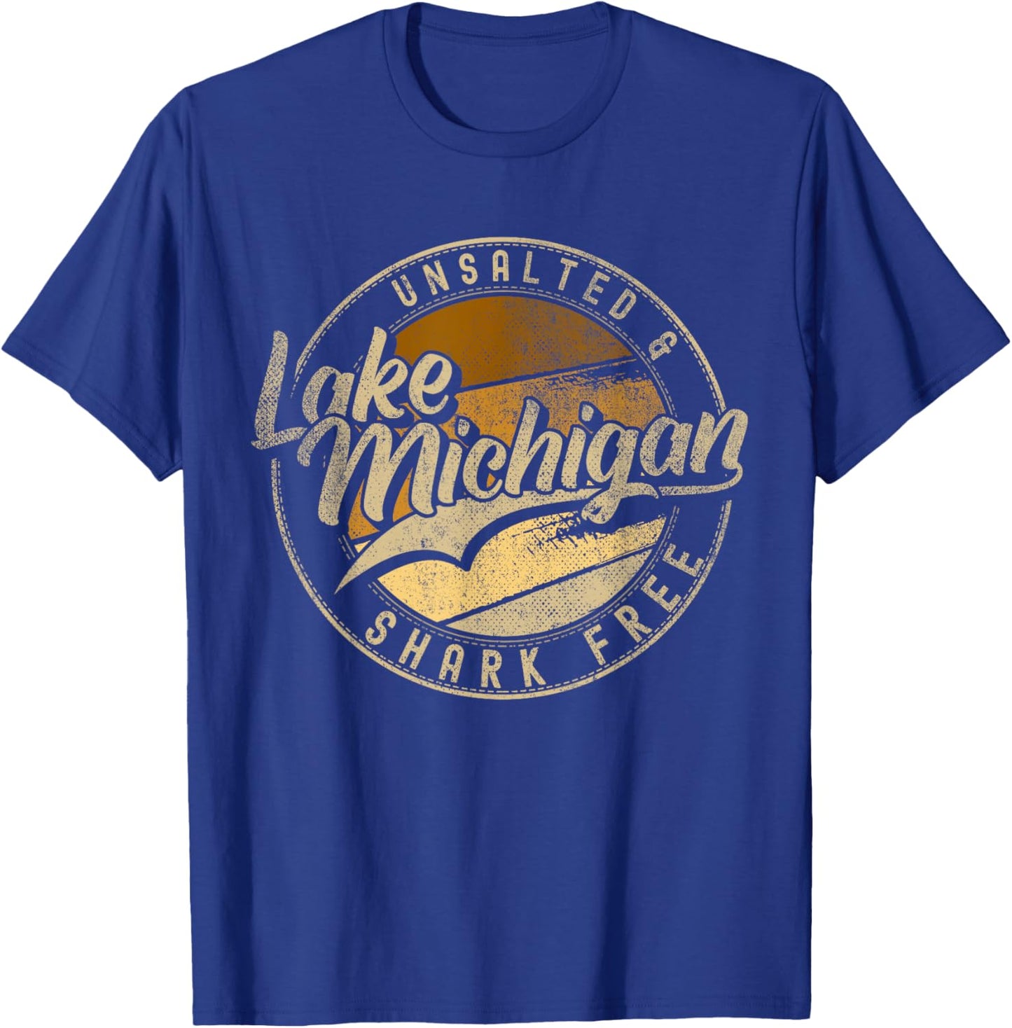 Lake Michigan Unsalted Shark Free | Great Lakes T-Shirt - T-Shirt | Royal