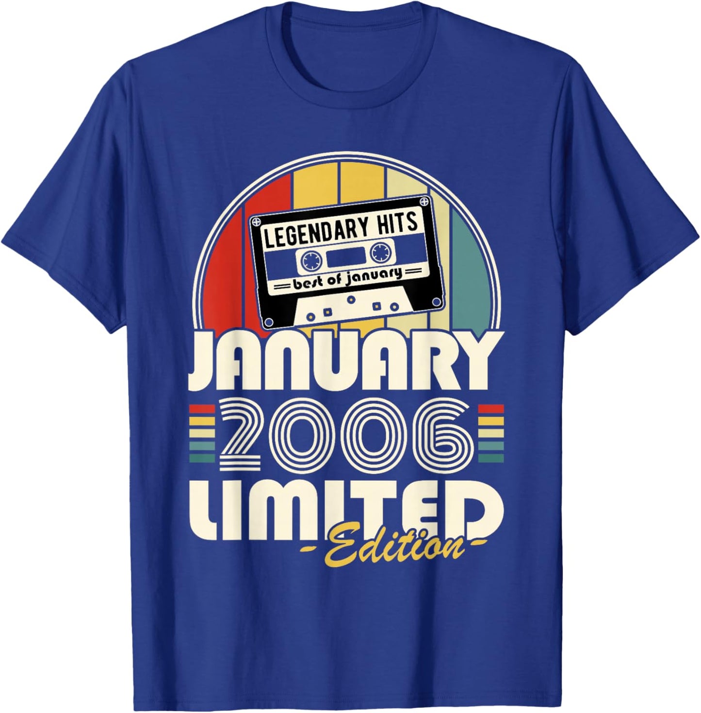 Vintage Birthday 20 Years Born in January 2006 Boy Girl T-Shirt - T-Shirt | Royal