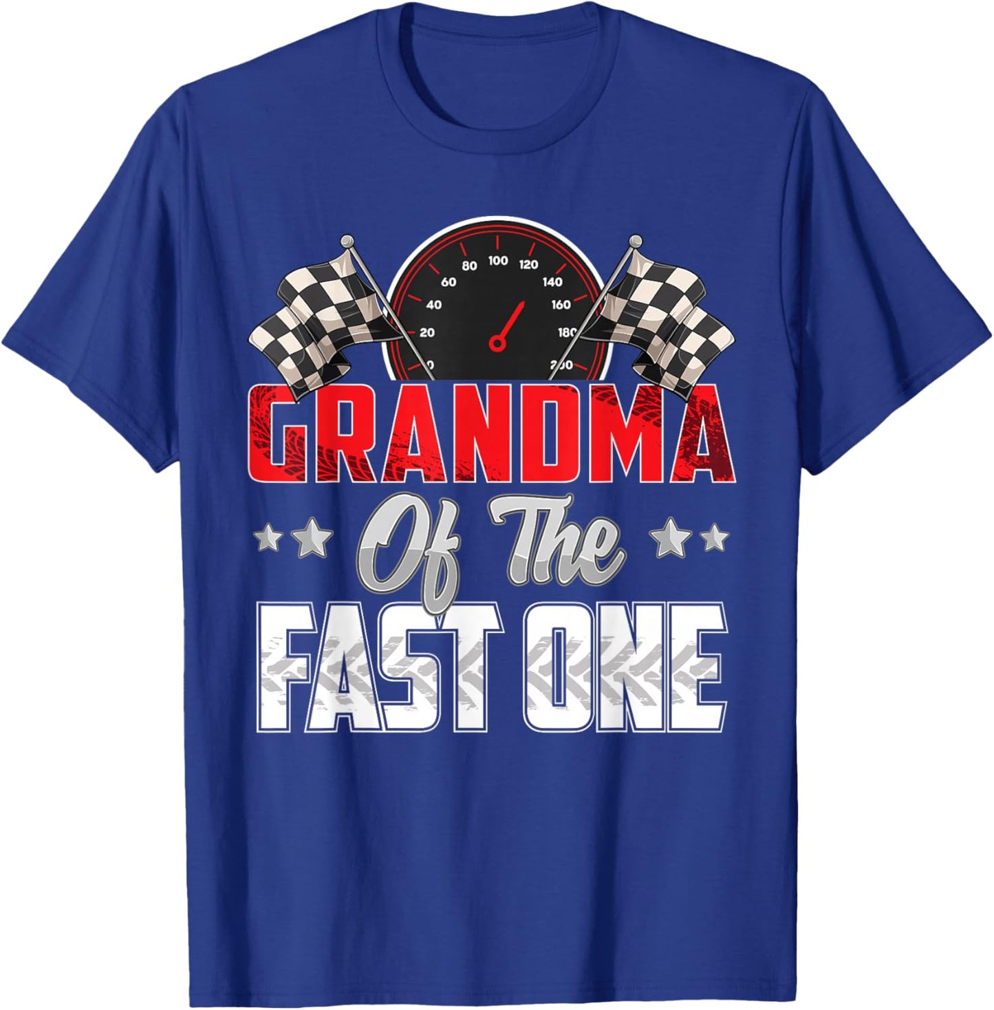 1 year old racing car fast one birthday 1st Family Grandma T-Shirt - T-Shirt | Royal