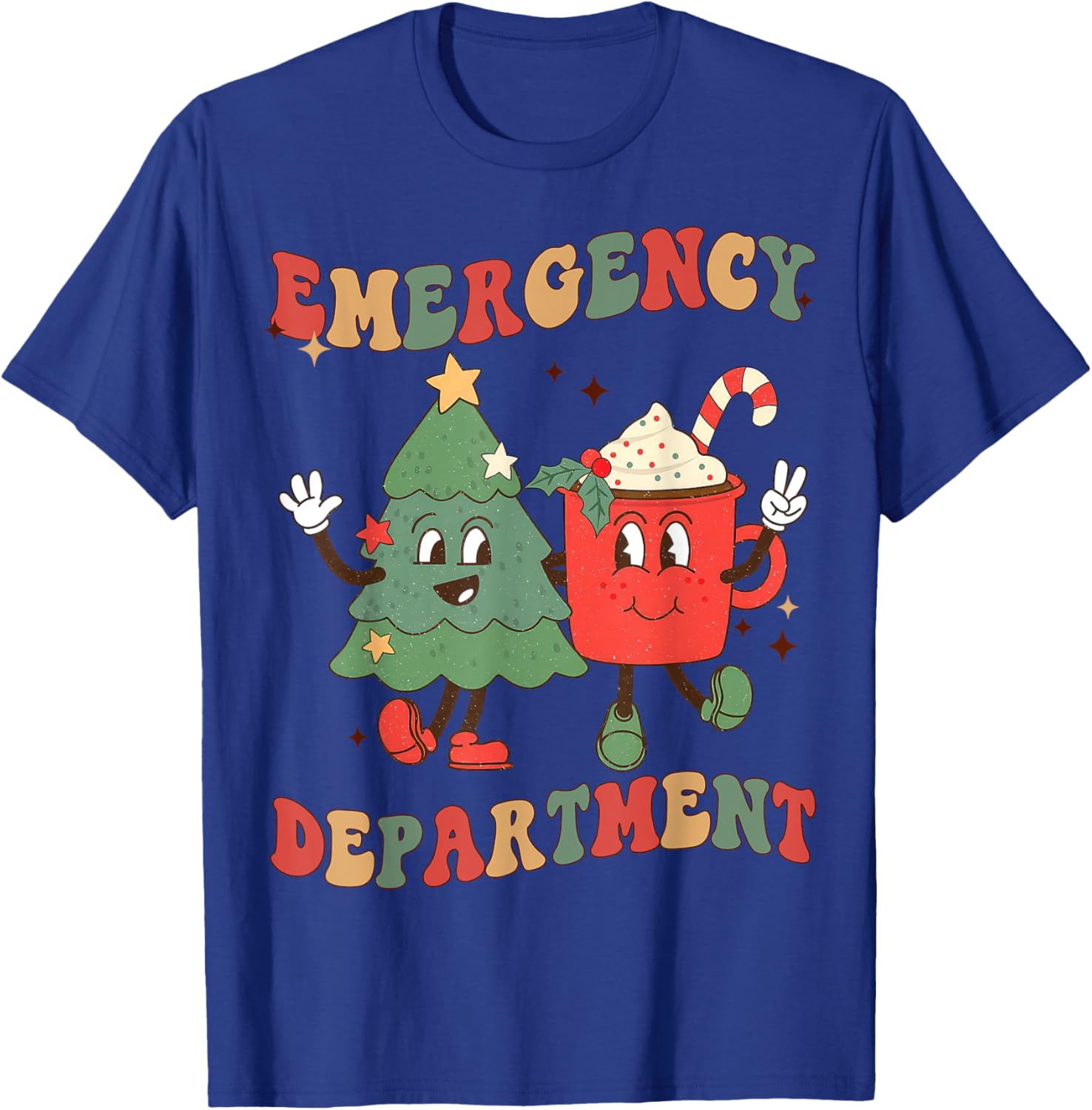 Retro Emergency Department ER Nurse Christmas Emergency Room T-Shirt - T-Shirt | Royal
