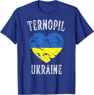 Ukraine Flag Heart Ternopil City T-Shirt - T-Shirt | Royal