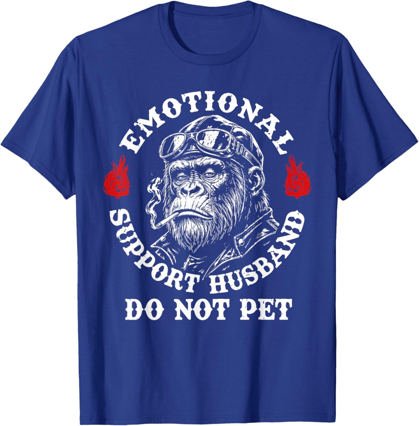 Emotional Support Husband Do Not Pet Funny Monkey Men T-Shirt - T-Shirt | Royal