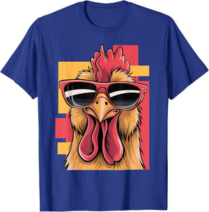 Funny Rooster Wearing Sunglasses Graphic Vintage Chicken T-Shirt - T-Shirt | Royal