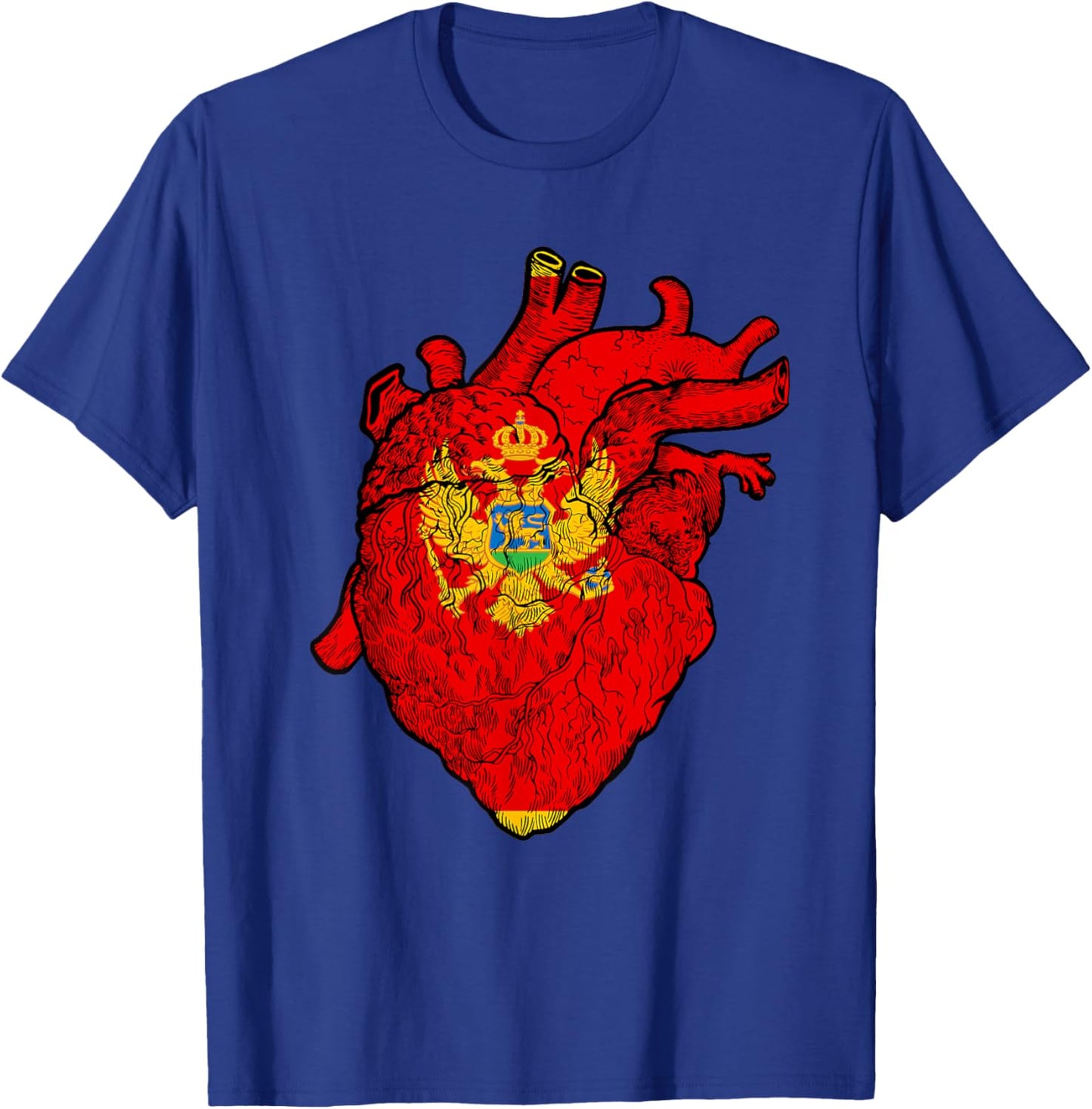 Montenegrin Roots Heart Montenegro Flag Montenegrin Pride T-Shirt - T-Shirt | Royal