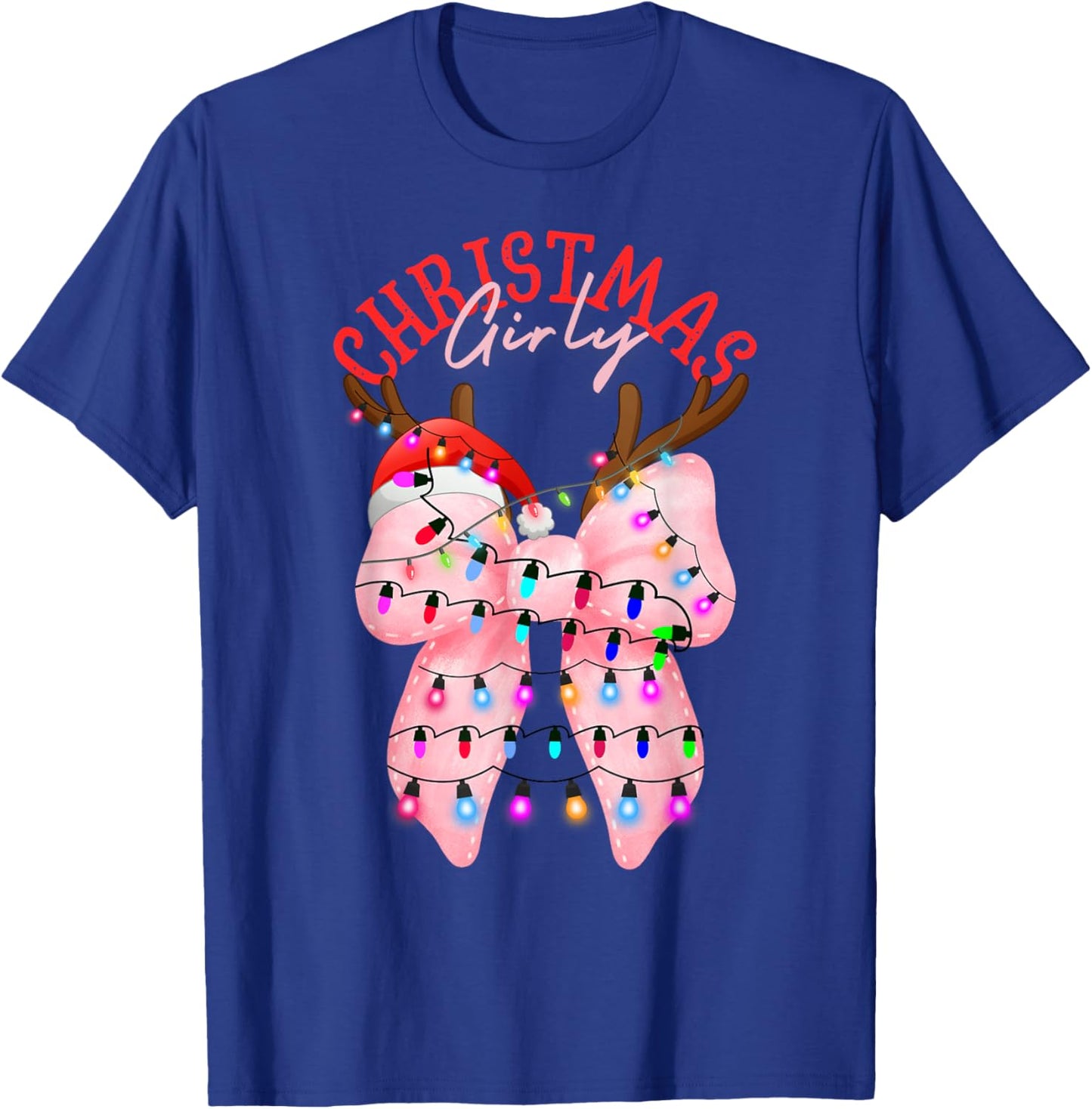 Coquette Bow Pink Gingerbread Christmas Girly Xmas Holiday T-Shirt - T-Shirt | Royal