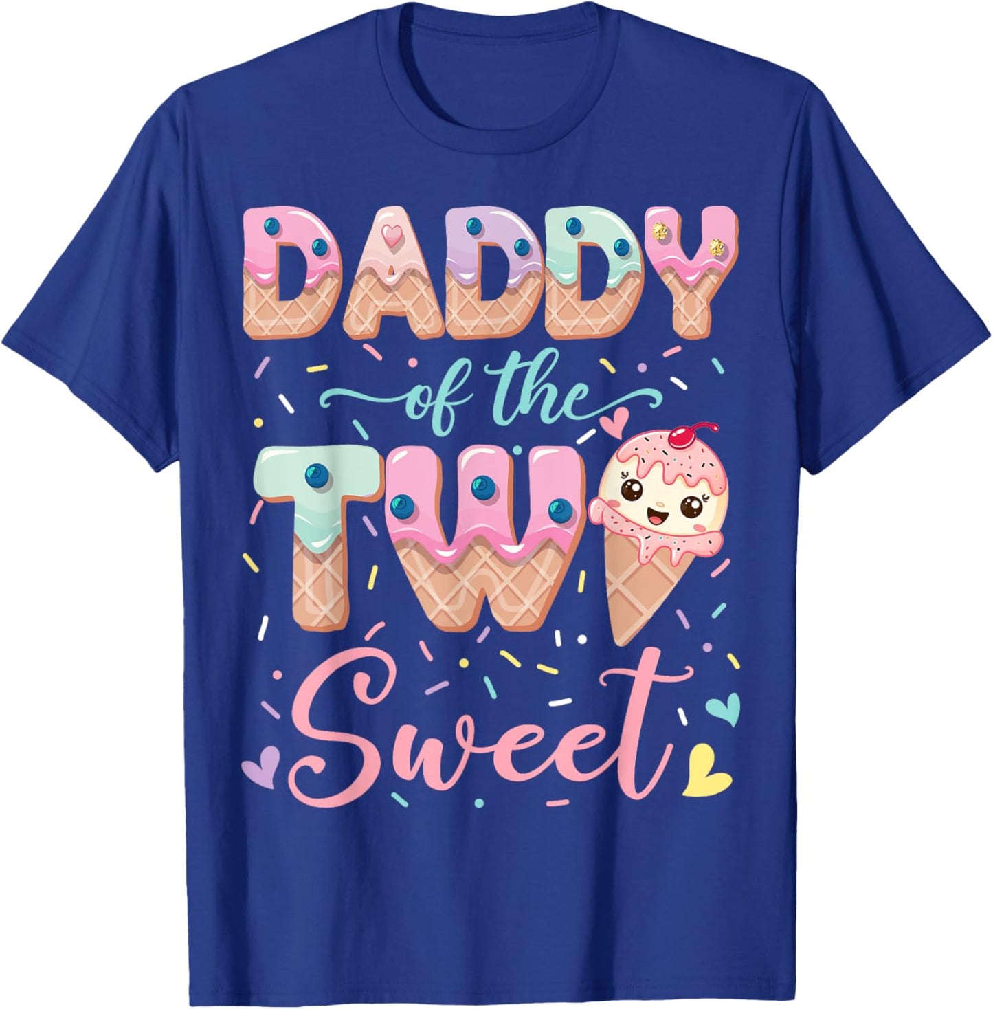 Daddy Of The Two Sweet Ice Cream Lover 2Nd Birthday Girl T-Shirt - T-Shirt | Royal