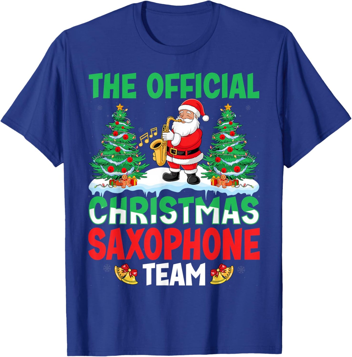 Christmas Saxophone Team Santa Saxophone Player Xmas T-Shirt - T-Shirt | Royal
