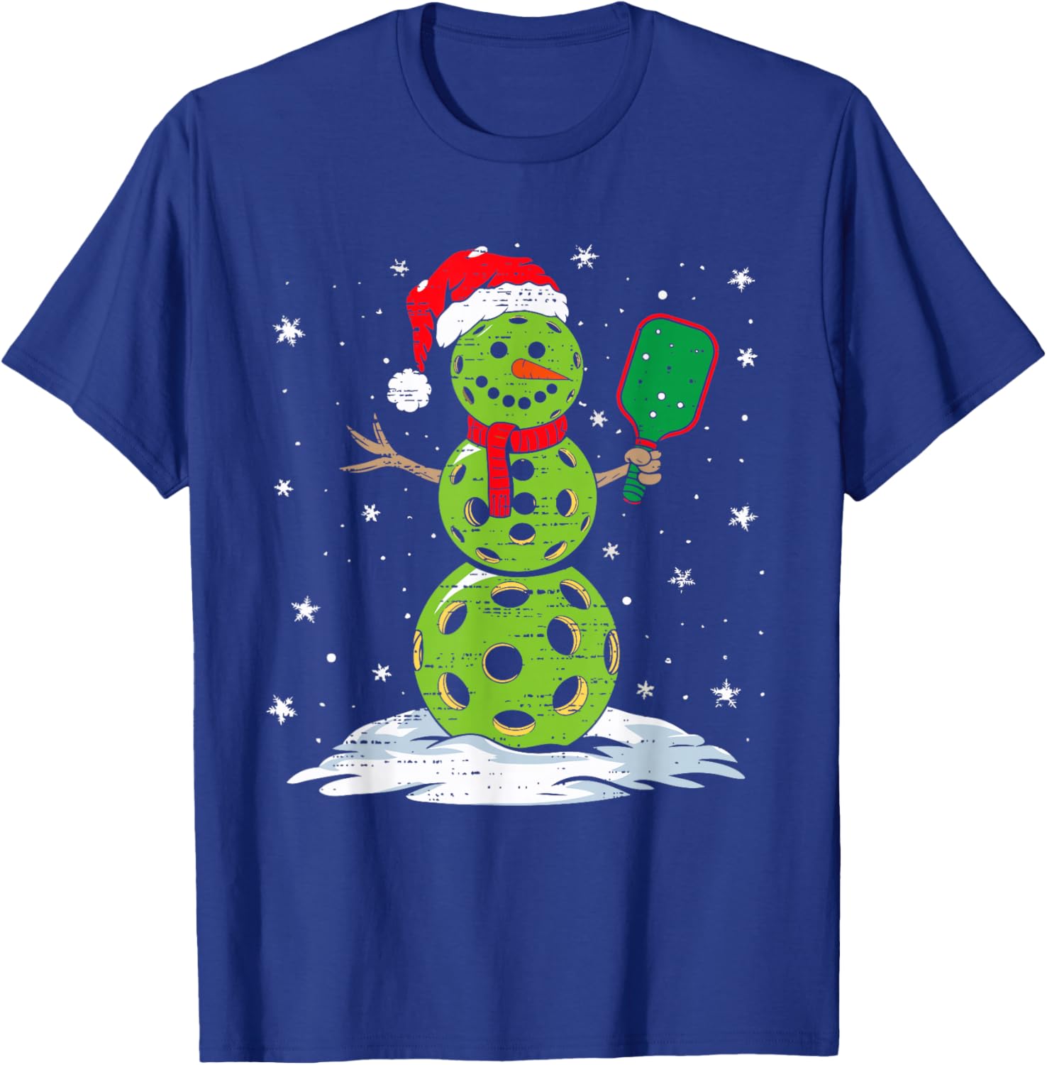 Christmas Pickleball Snowman Xmas Santa Hat Kids T-Shirt - T-Shirt | Royal