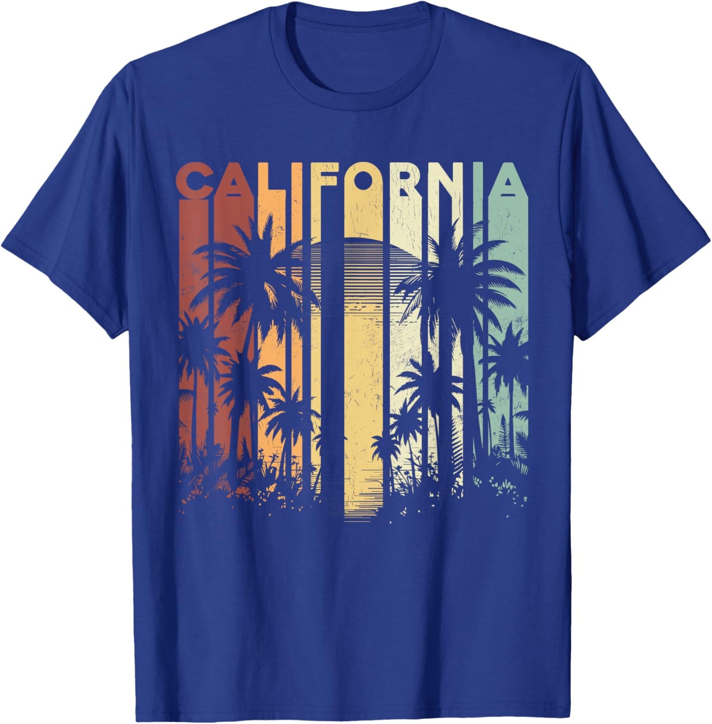 Retro Cali Summer Vacation Surfing Palm Trees California T-Shirt - T-Shirt | Royal