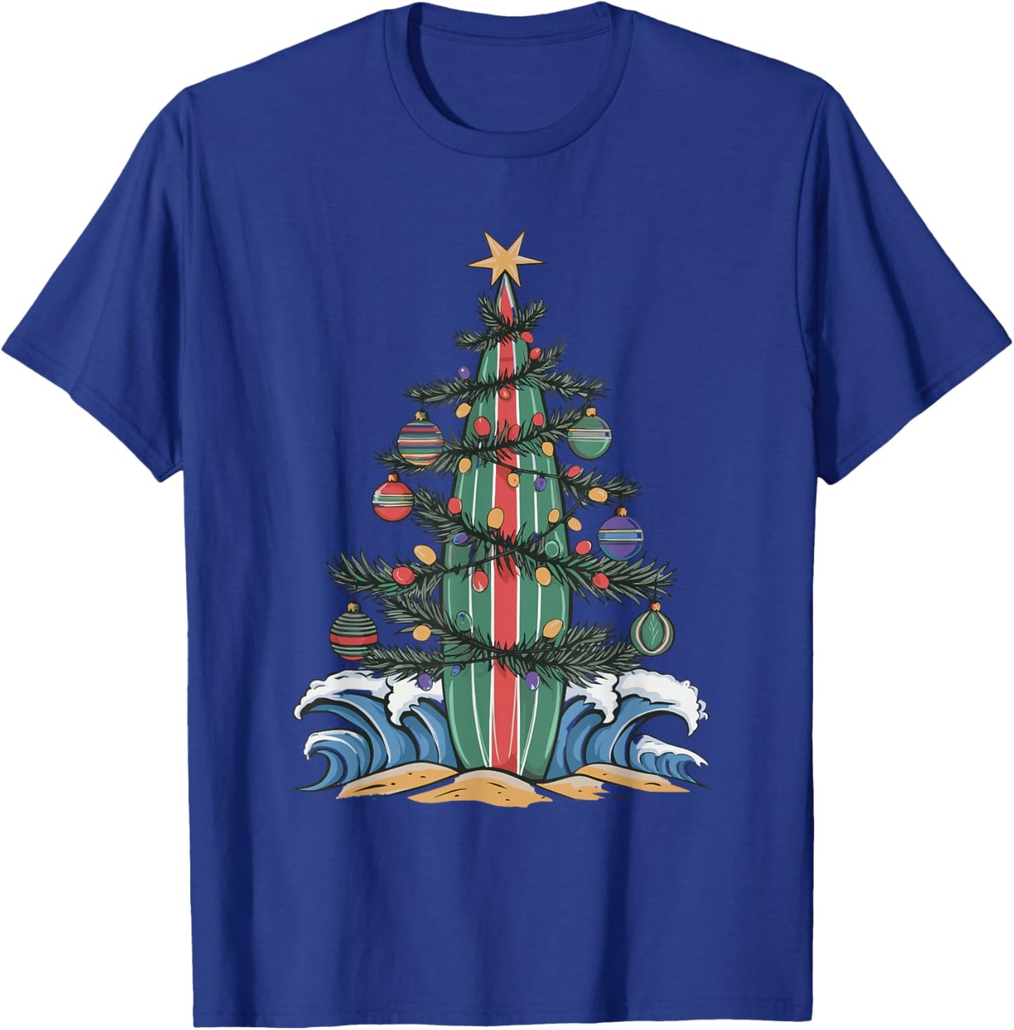 Christmas Tree Surfboard T-Shirt - T-Shirt | Royal
