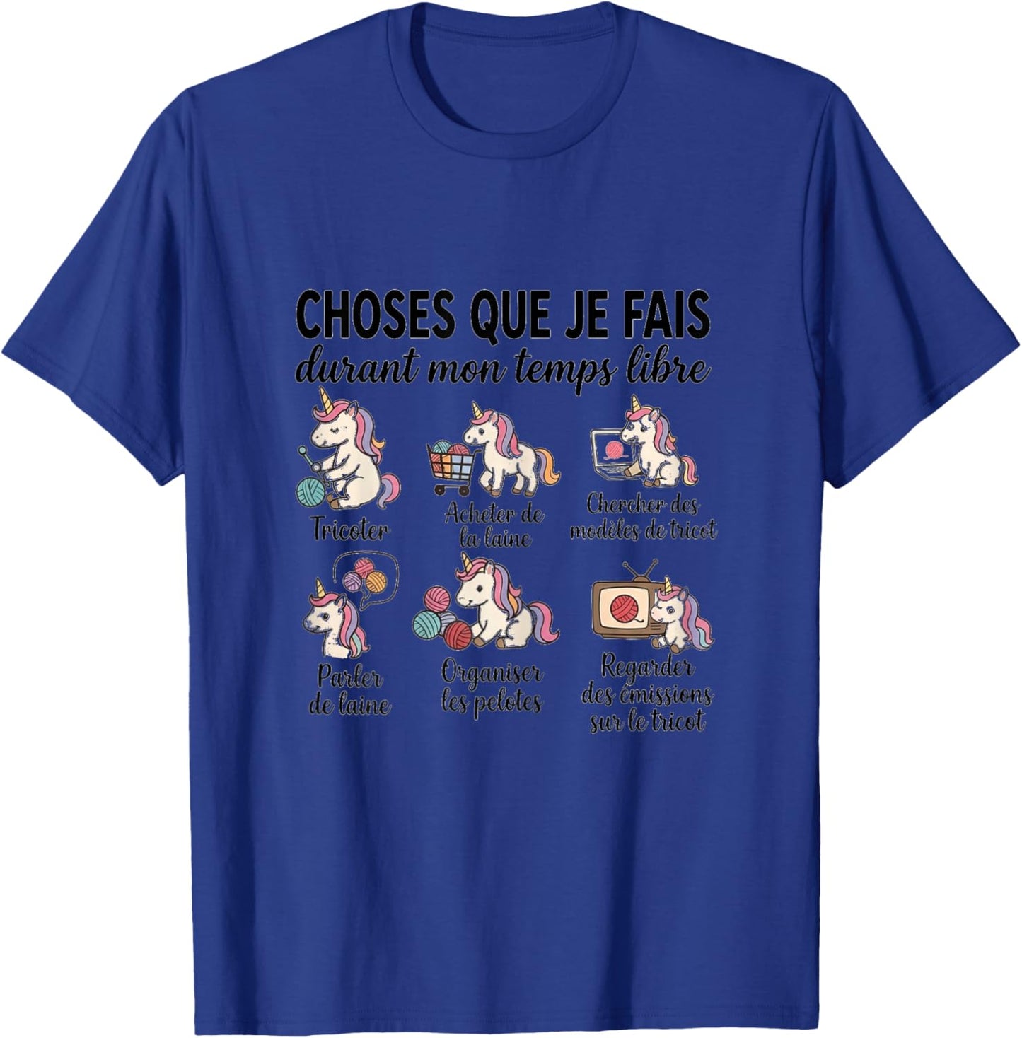 Tricot Humour Femme Cadeau Tricoteuse Licorne Laine T-Shirt - T-Shirt | Royal