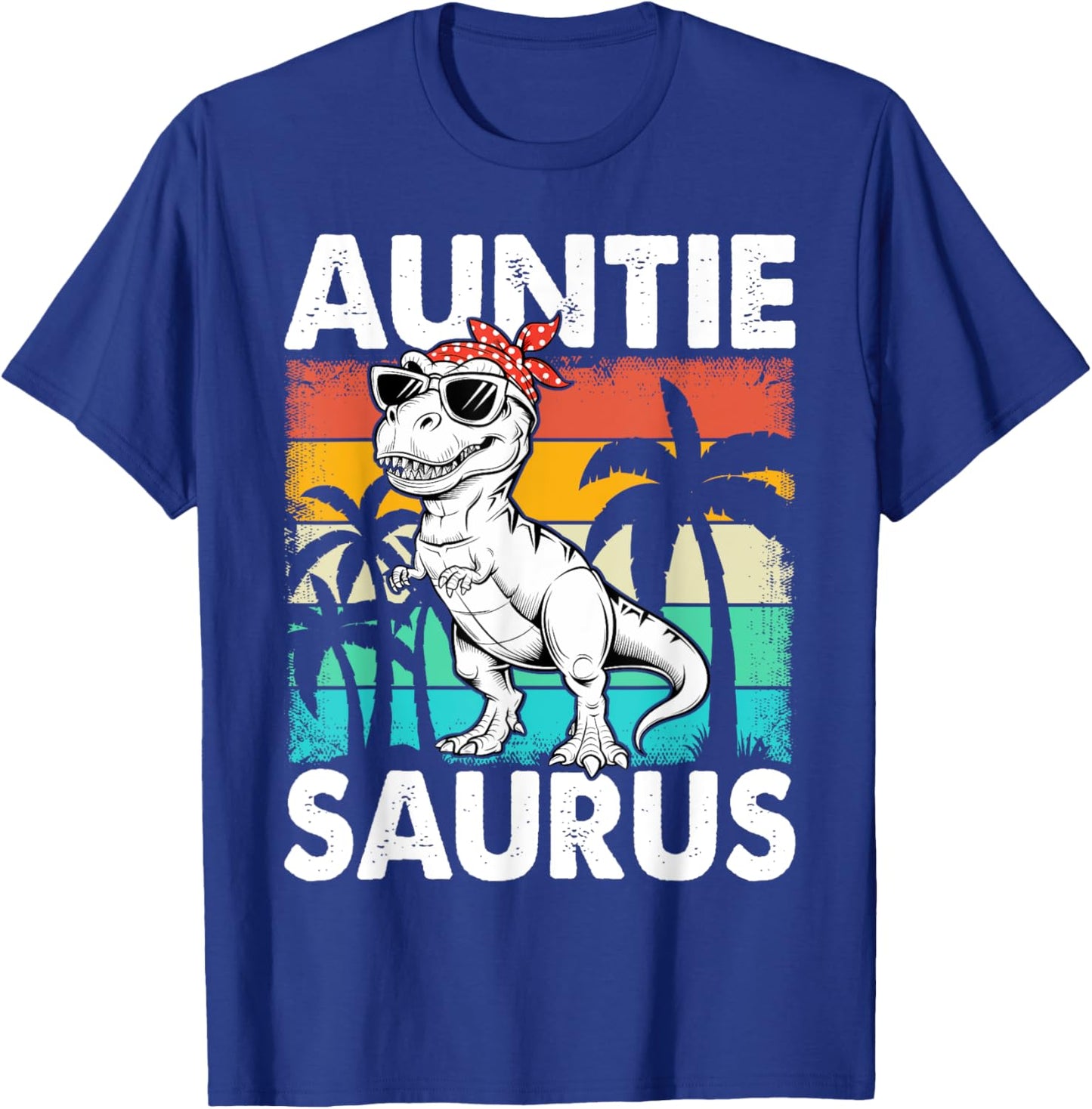 Auntiesaurus T Rex Dinosaur Auntie Saurus Family Matching T-Shirt - T-Shirt | Royal