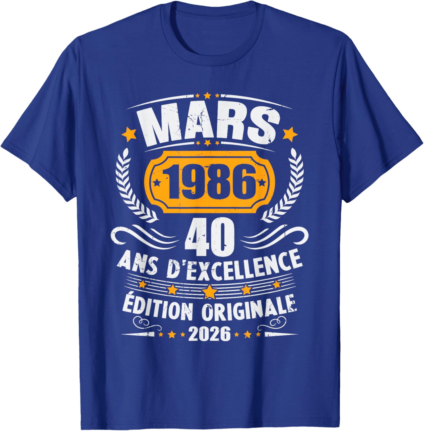 Vintage March 1986 40th Birthday Gift Man Woman T-Shirt - T-Shirt | Royal