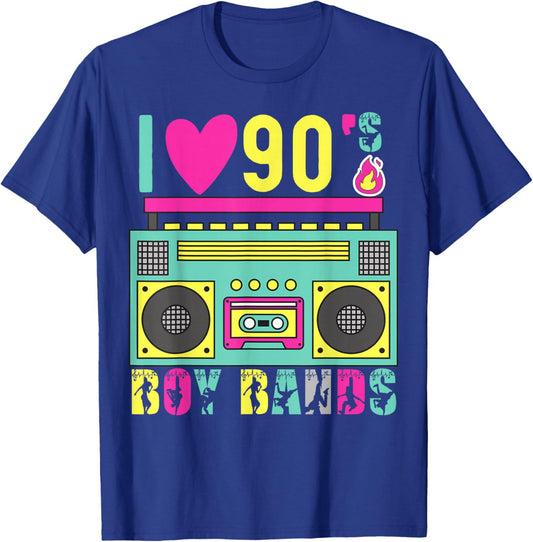 Funny 90s Theme Party Music Dance I Love 90s Boy Bands T-Shirt - T-Shirt | Royal