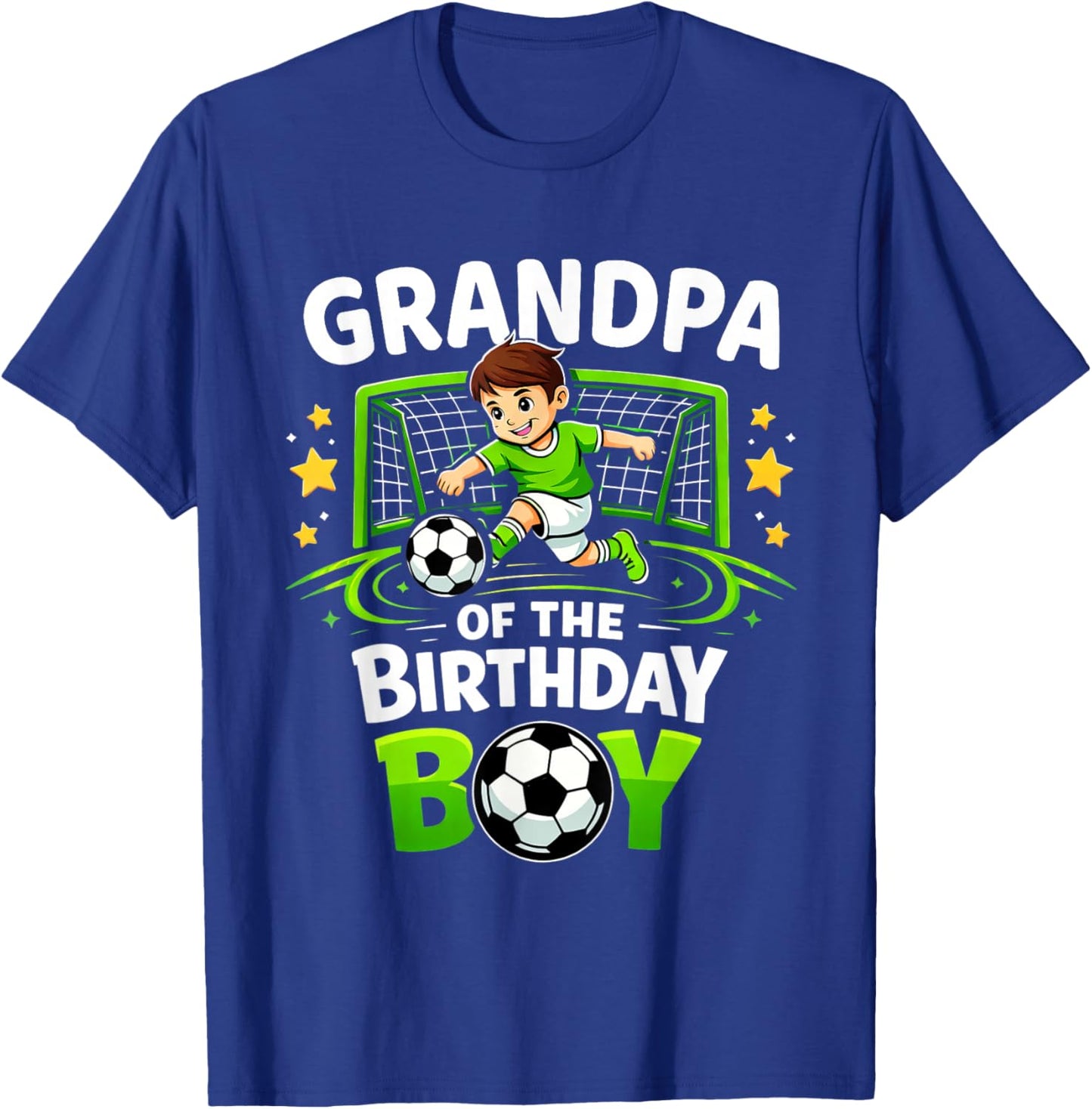 Grandpa of The Birthday Boy Soccer Ball Funny Soccer Grandpa T-Shirt - T-Shirt | Royal