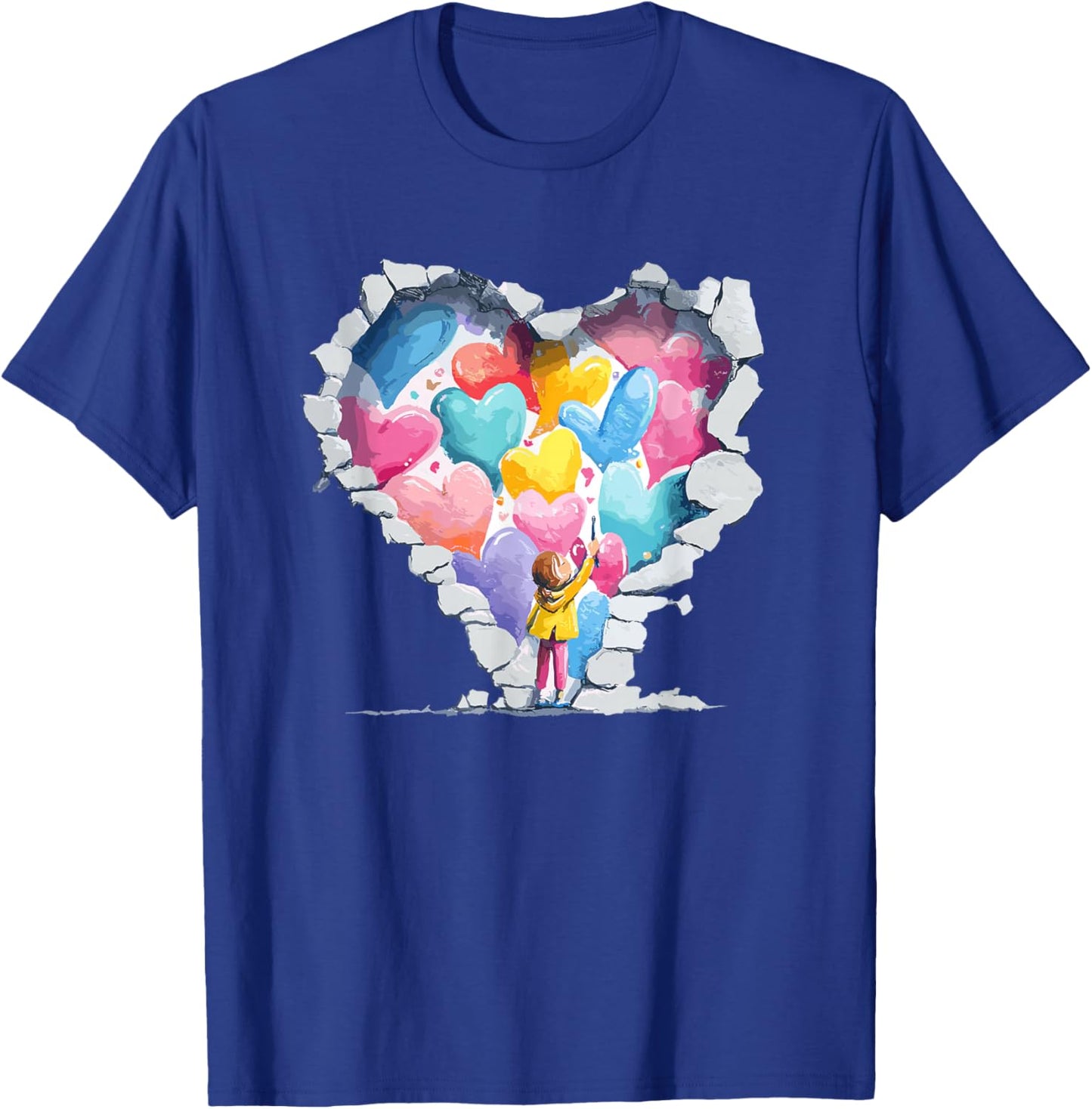 Heart Wall Break Through Love Kid Spreading Hearts T-Shirt - T-Shirt | Royal