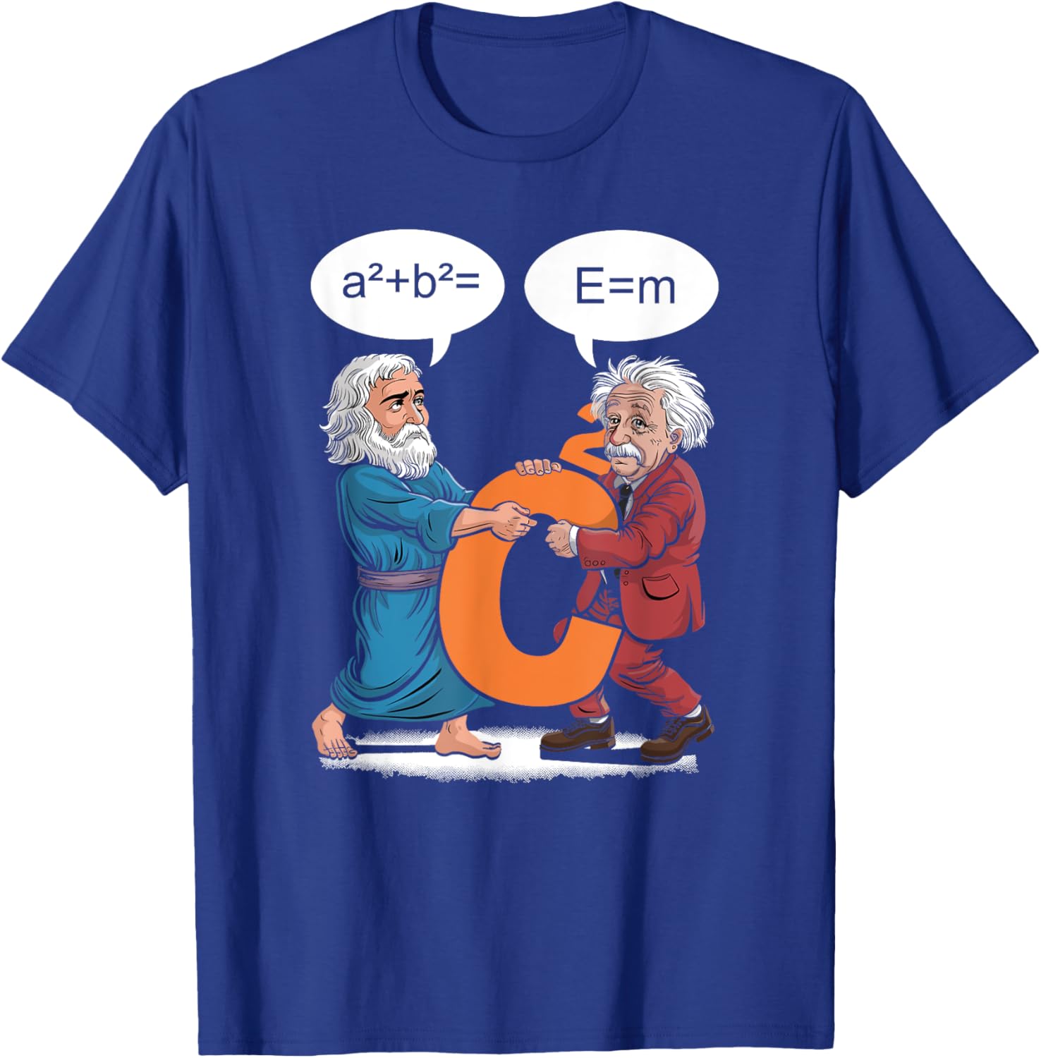 Funny Geek Outfit Nerd Costume Pythagoras vs Einstein T-Shirt - T-Shirt | Royal