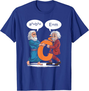 Funny Geek Outfit Nerd Costume Pythagoras vs Einstein T-Shirt - T-Shirt | Royal