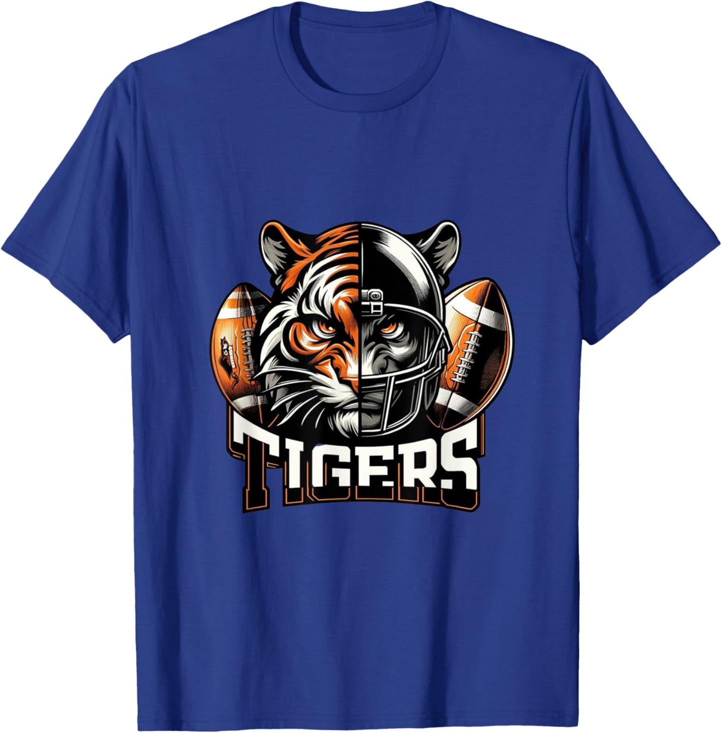 Tigers Football School Sports Fan Team Spirit T-Shirt - T-Shirt | Royal