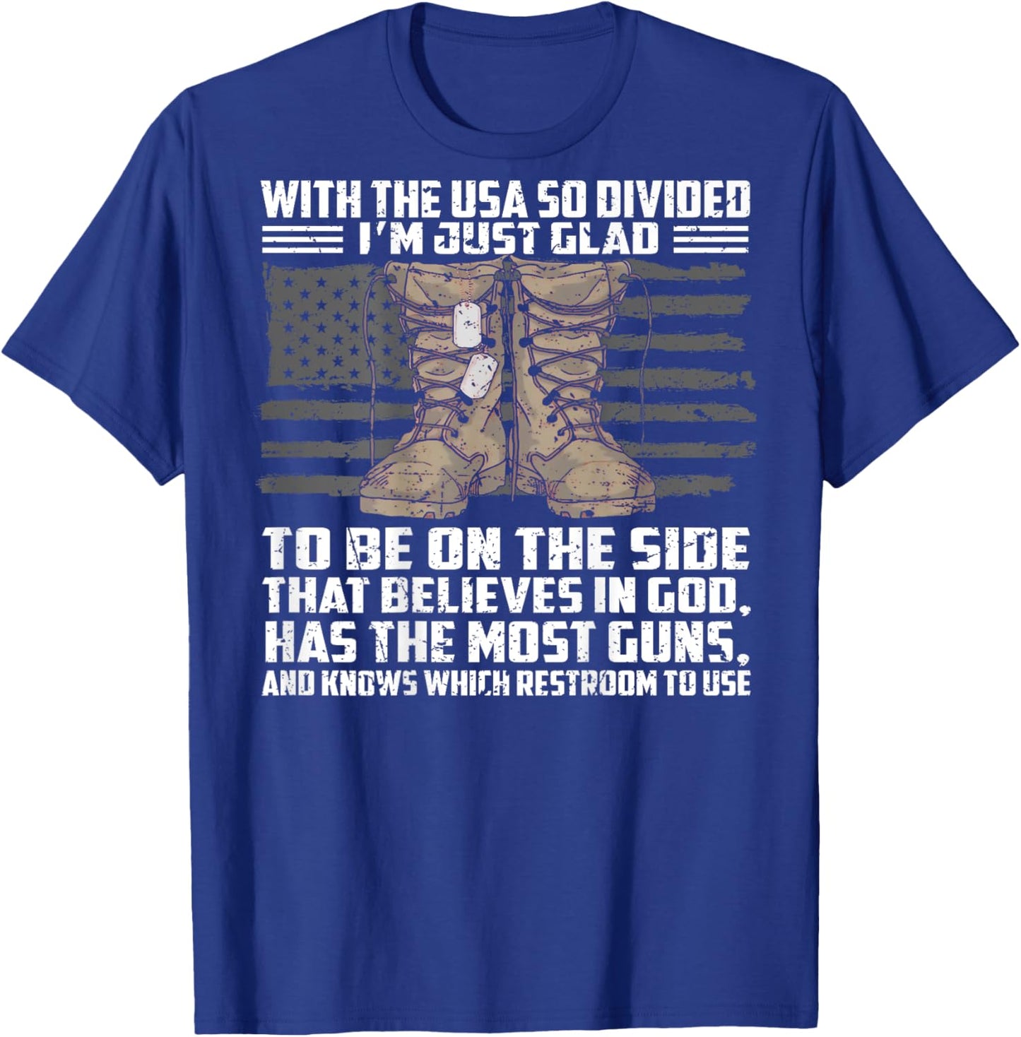 With The USA So Divided I'm Just Glad To Be On (on back) T-Shirt - T-Shirt | Royal