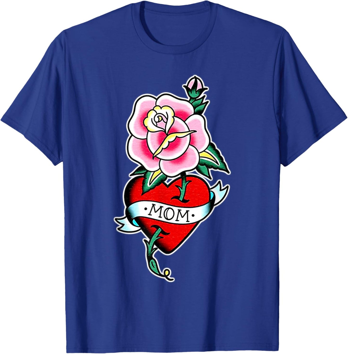 Mom x Rose x Heart Traditional Tattoo Flash T-Shirt - T-Shirt | Royal