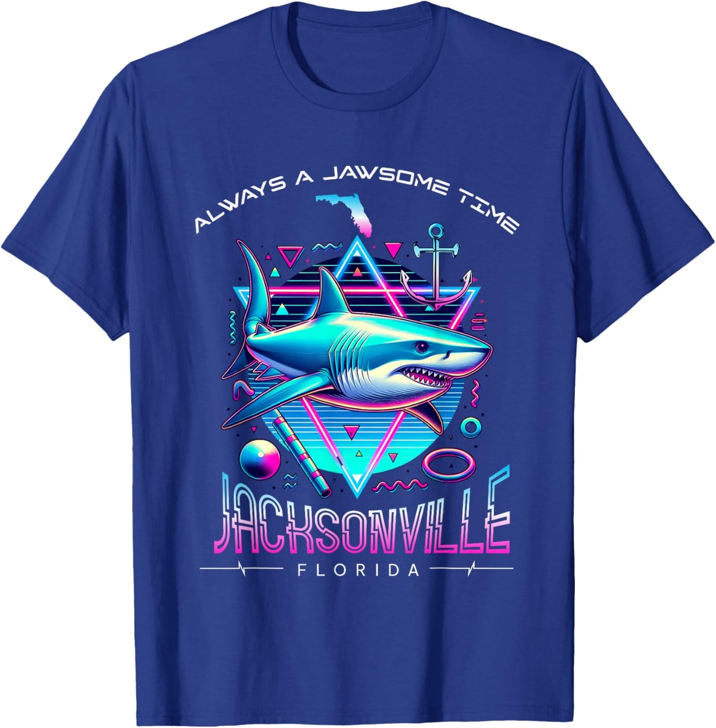 Jacksonville FL Shark Retro 80s Funny Souvenir T-Shirt - T-Shirt | Royal