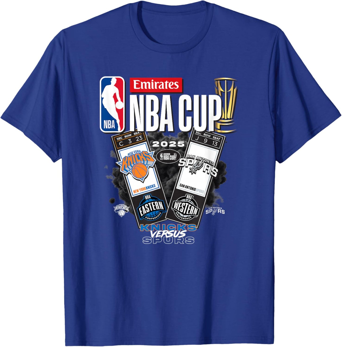 NBA Official Emirates Cup 2025 Finals Knicks vs Spurs T-Shirt - T-Shirt | Royal